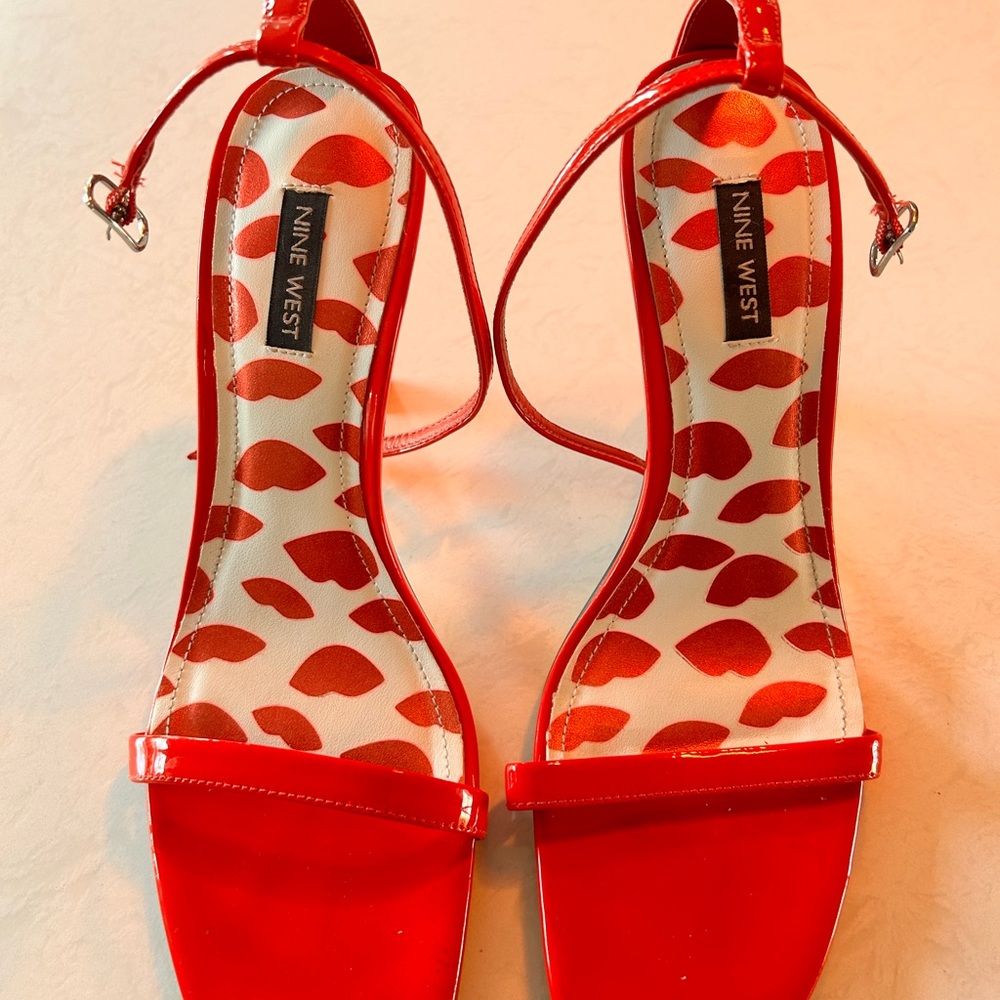Red Nine West strappy heels